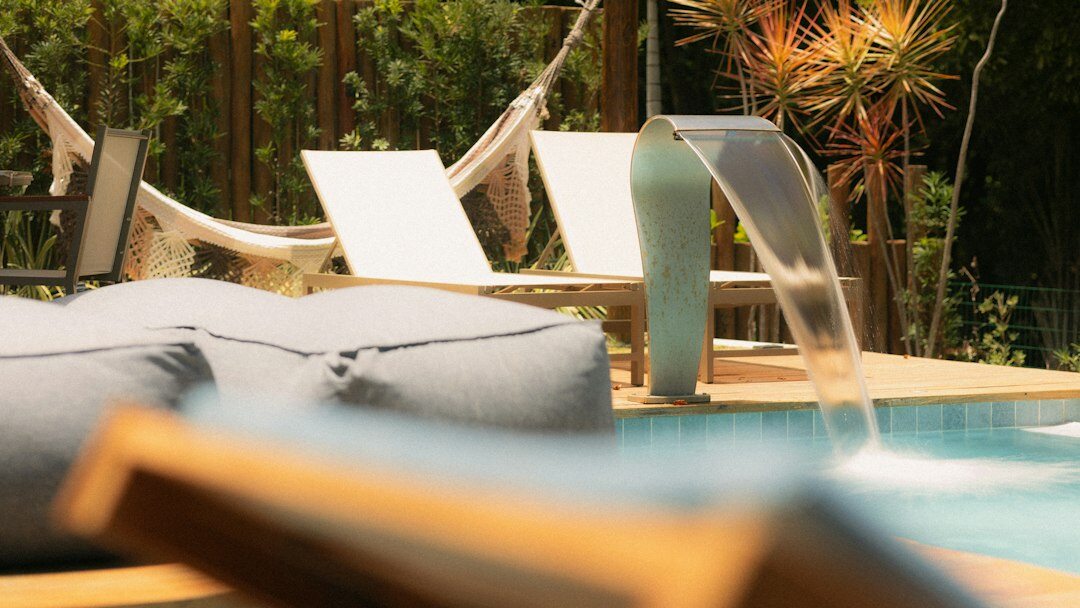 luxury garden with pool