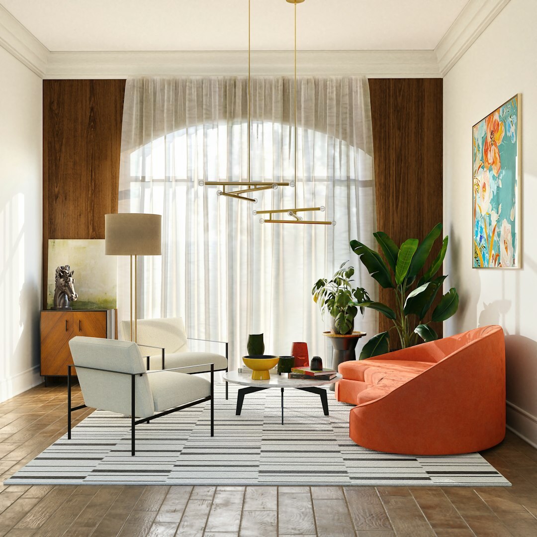 luxury living room with bold colors