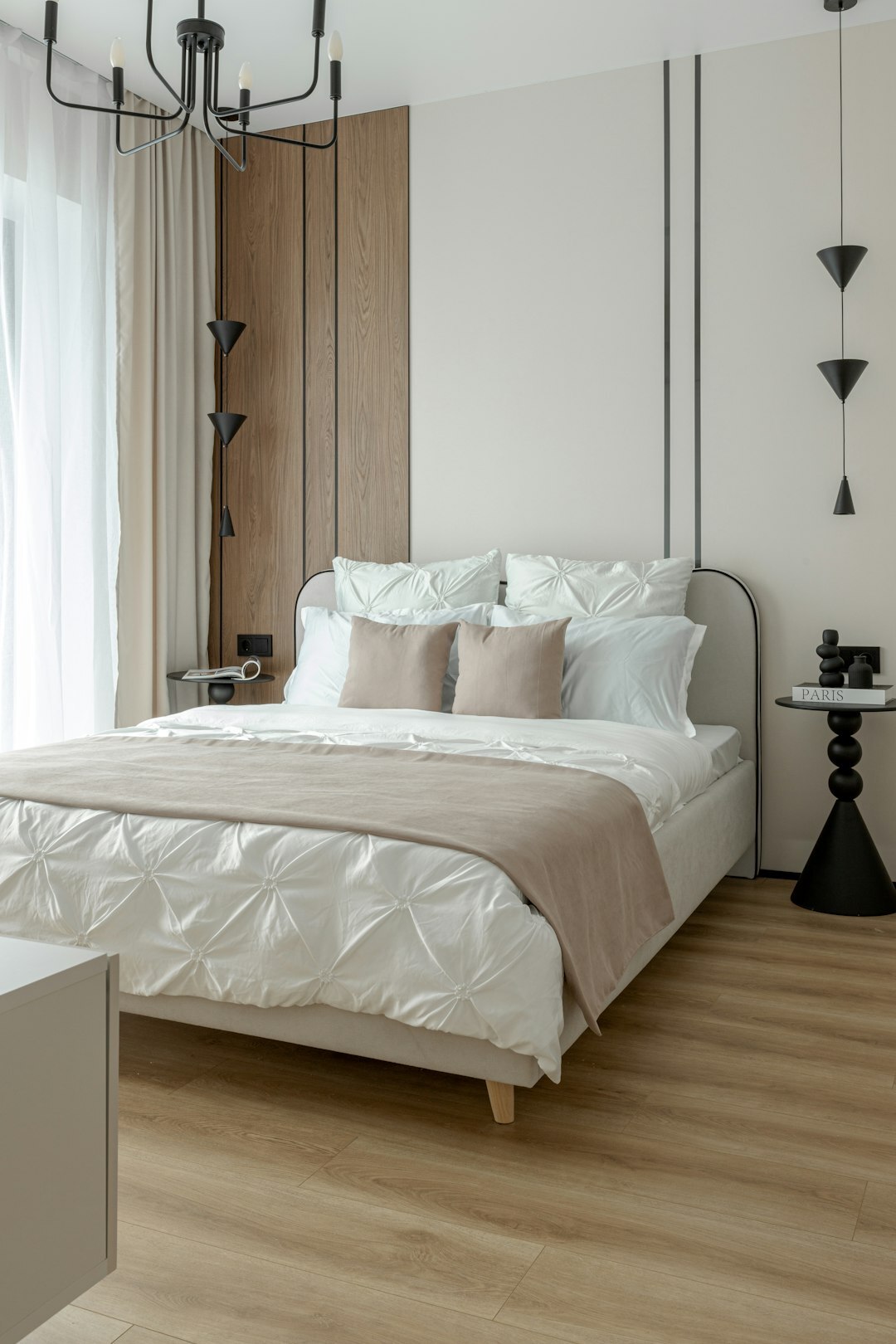 elegant bedroom with earth tones